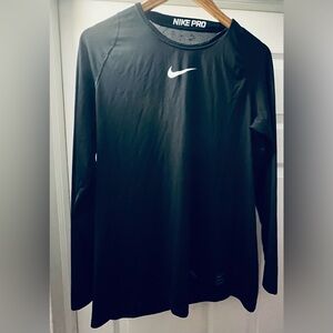 Nike Black Long Sleeve Top with White Logo
